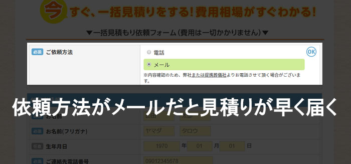 見積りは依頼はメールがおすすめ